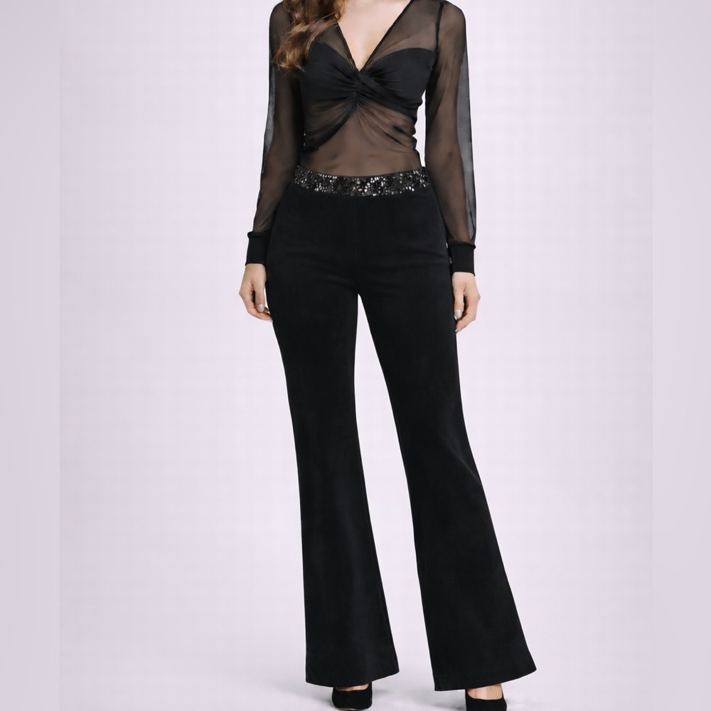 Y2K women’s Charlotte Russe elegant dress pants sz 5 black sequin waist